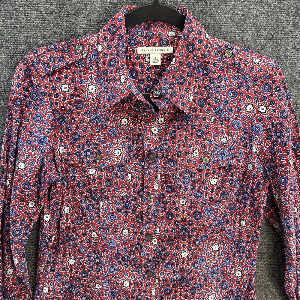 Banana Republic Shirt Small Geometric Mosaic AOP Long Sleeve Button Down Cotton